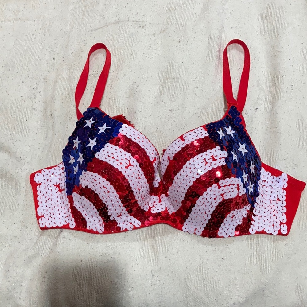 American Flag sequin bra